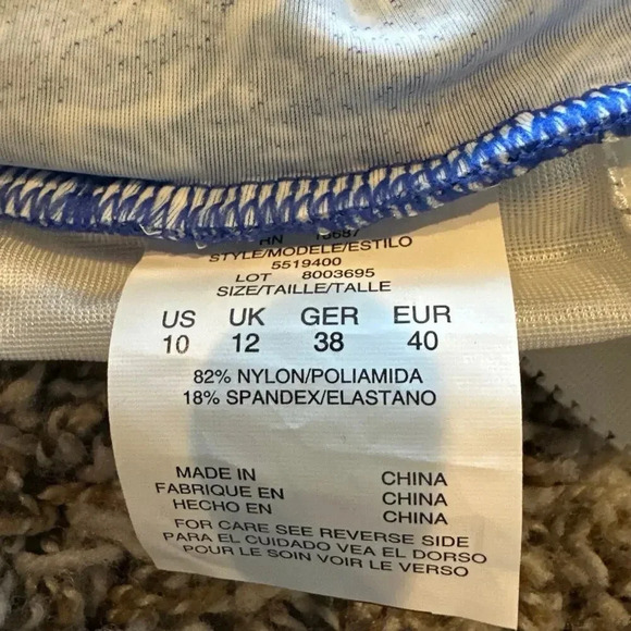 NWT Womens Blue One Piece Skirt Tummy Control Swimsuit Size 10 - Picture 6 of 7